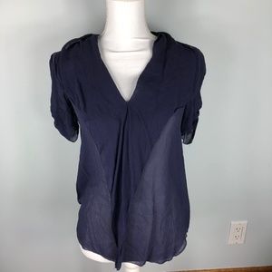 Aritizia Babaton Indigo Silk Blouse XS